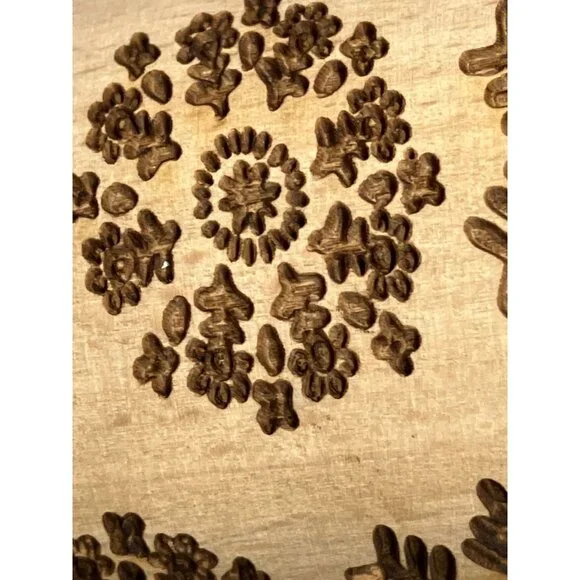 Engraved Cookie Rolling Pin Snowflake Pattern Handmade Wooden Rolling Pin - Picture 8 of 8